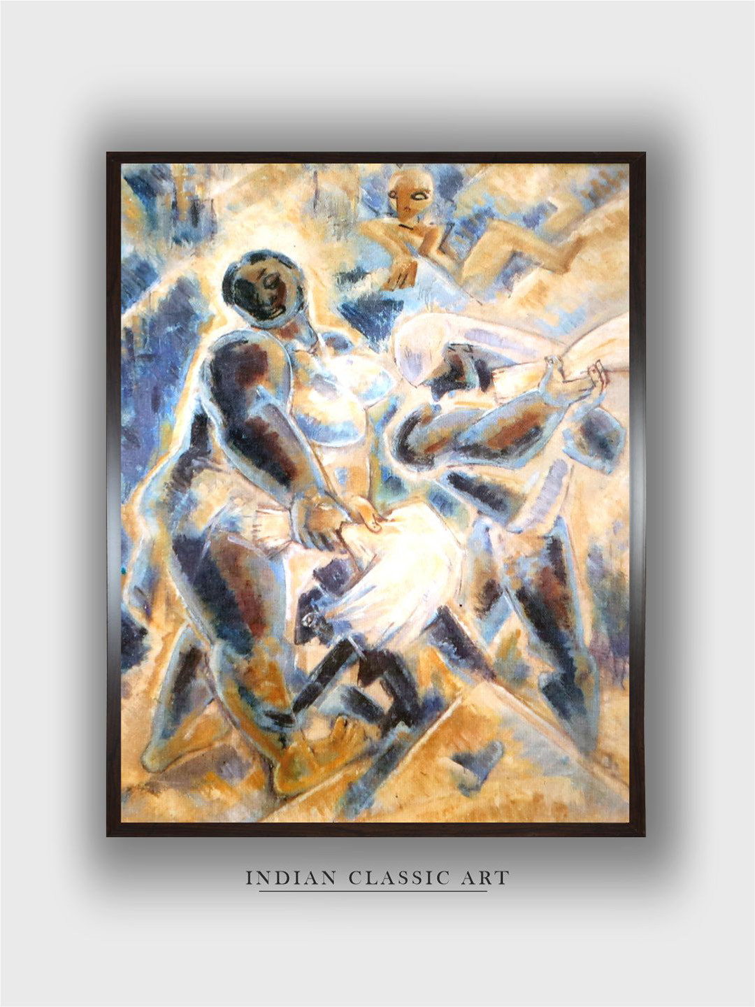 INDIAN CLASSIC ART Brown & Grey Abstract Painting Wall Art