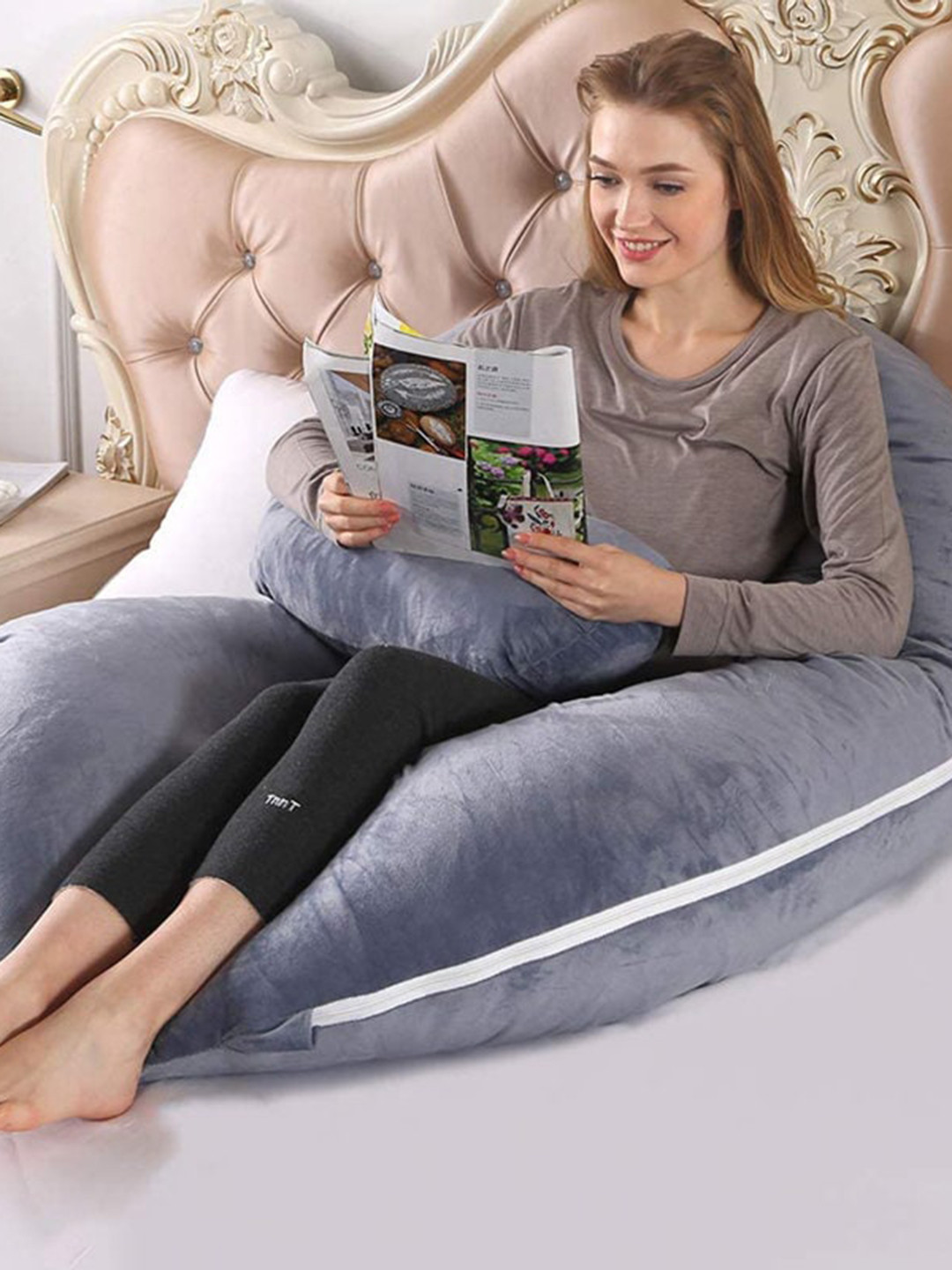 PILLOW TREE Dark Grey Breathable Pregnancy Pillow