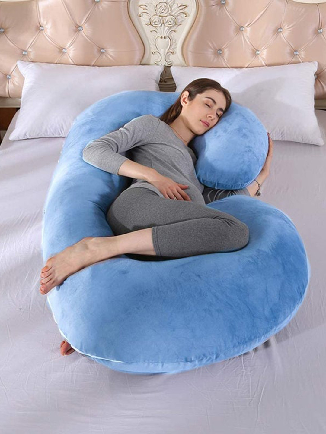 PILLOW TREE Sky Blue Breathable Pregnancy Pillow