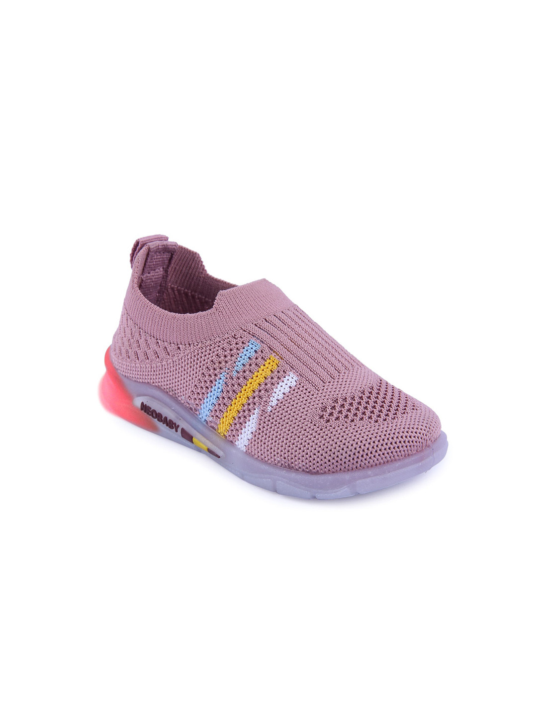 NEOBABY Kids Striped First Walking LED Lightweight Slip-On Sneakers