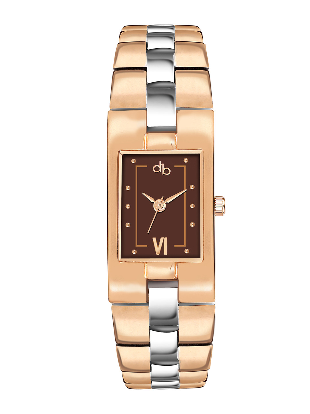DressBerry Brown Women Embellished Dial & Stainless Steel Straps Analogue Watch DB-012