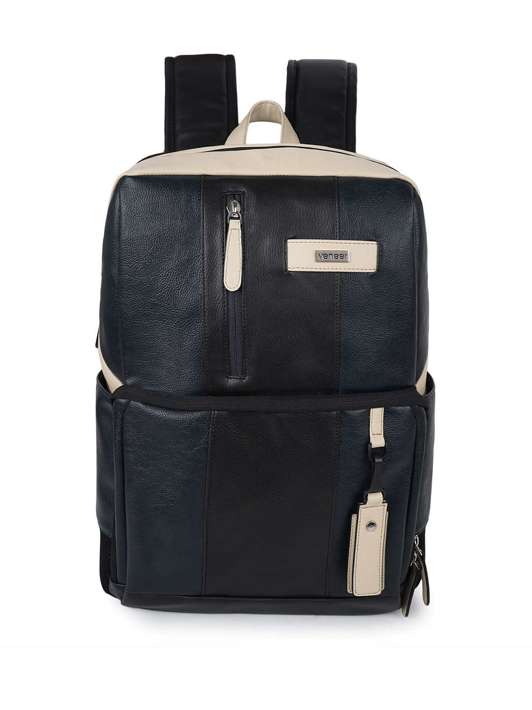 Veneer Unisex Colourblocked Contrast Detail 16 Inch Laptop Leather Backpack