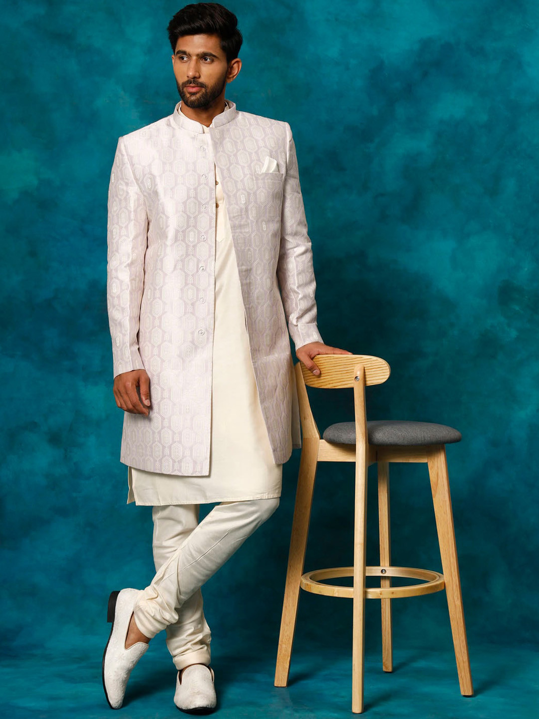 VASTRAMAY Embroidered Indo Western Sherwani Set