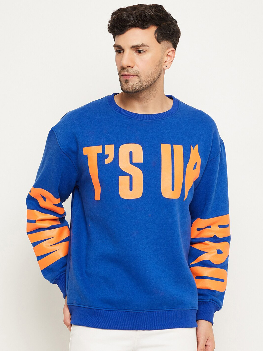 Club York Typography Printed Fleece Pullover Sweatshirt