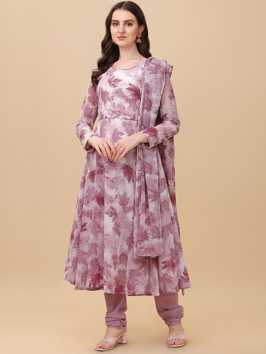 KALINI Floral Printed Kurta & Churidar With Dupatta
