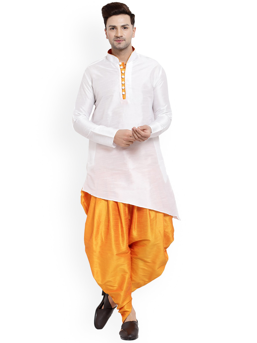 Sydney Heights Mandarin Collar Long Sleeves Asymmetric Hem Kurta with Salwar