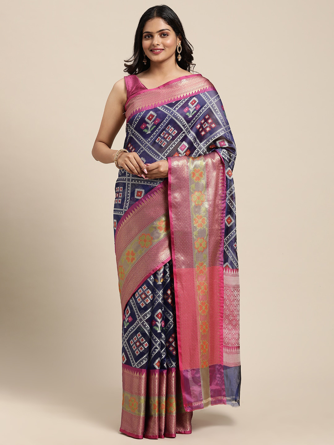 PTIEPL Banarasi Silk Works Woven Design Zari Art Silk Ikat Saree
