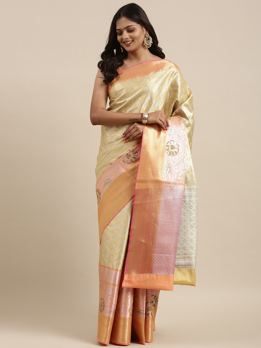 PTIEPL Banarasi Silk Works Ethnic Motif Woven Design Zari Tissue Saree