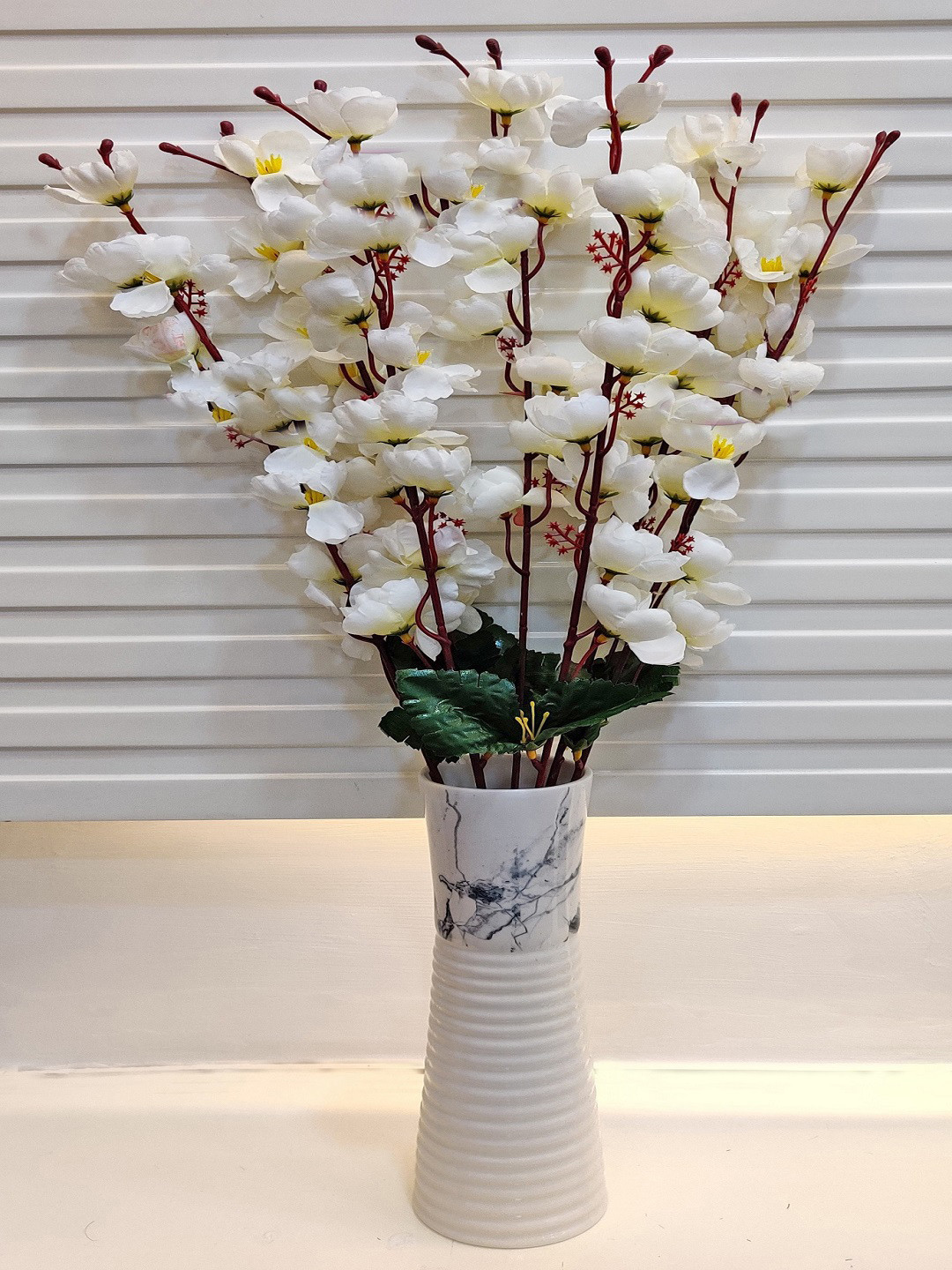 ARTSY White & Green Cherry Blossom Artificial Flower