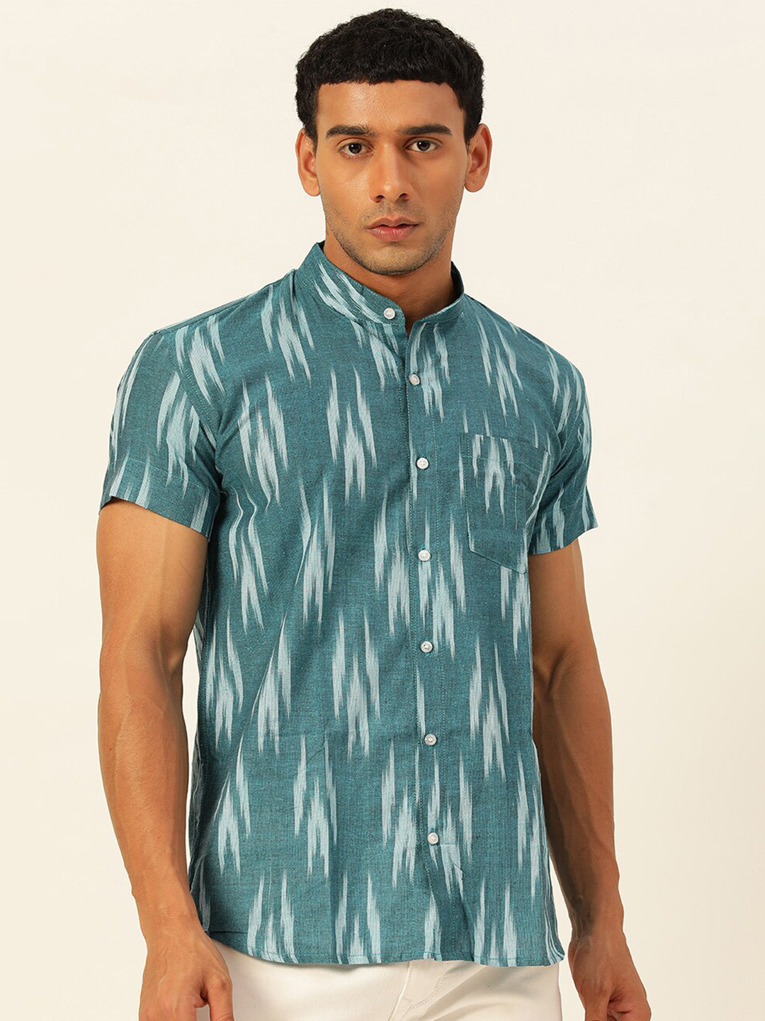 JAVINISHKA Classic Slim Fit Abstract Printed Pure Cotton Casual Shirt
