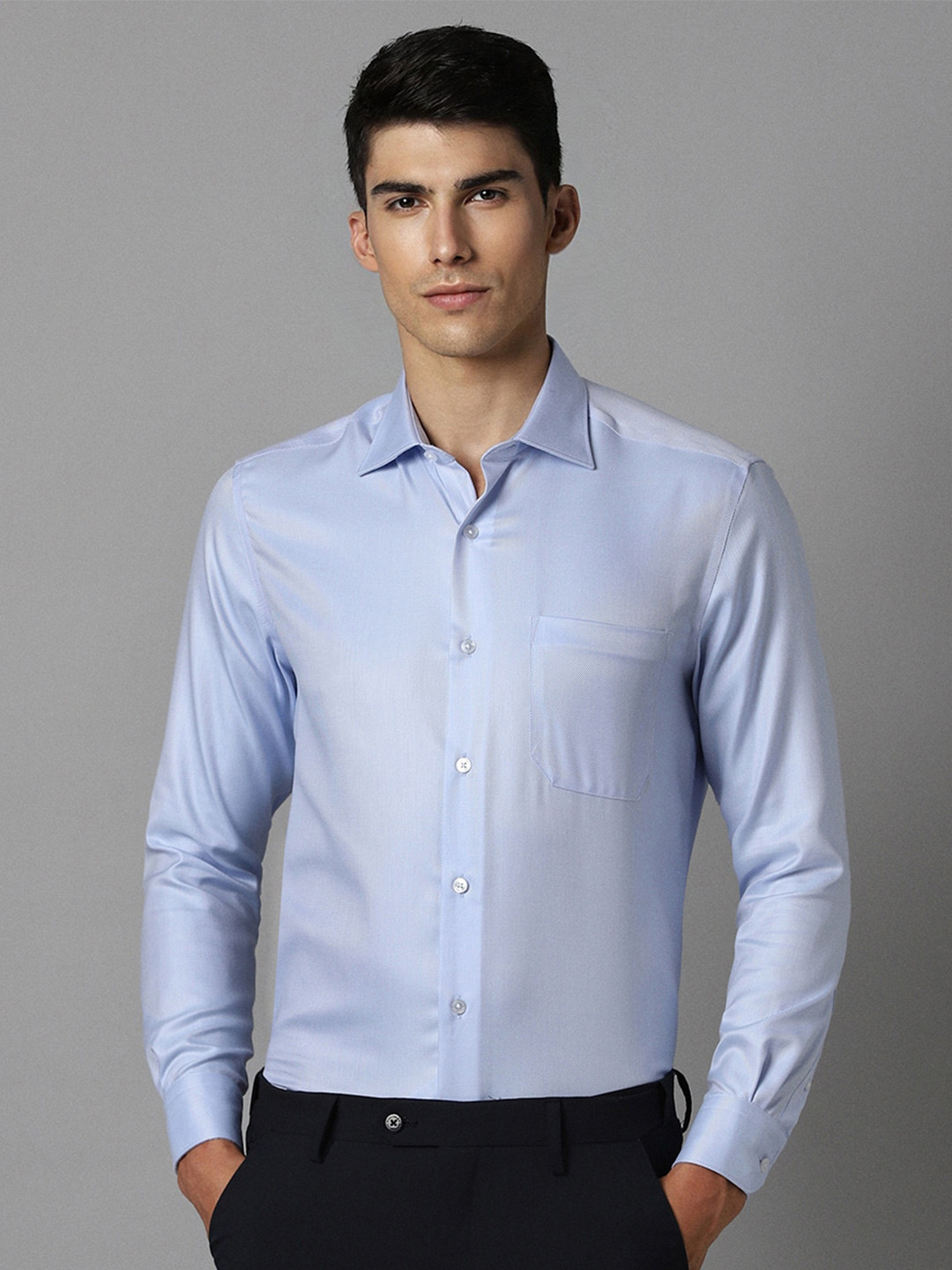 Louis Philippe Permapress Classic Fit Textured Pure Cotton Wrinkle Free Formal Shirt