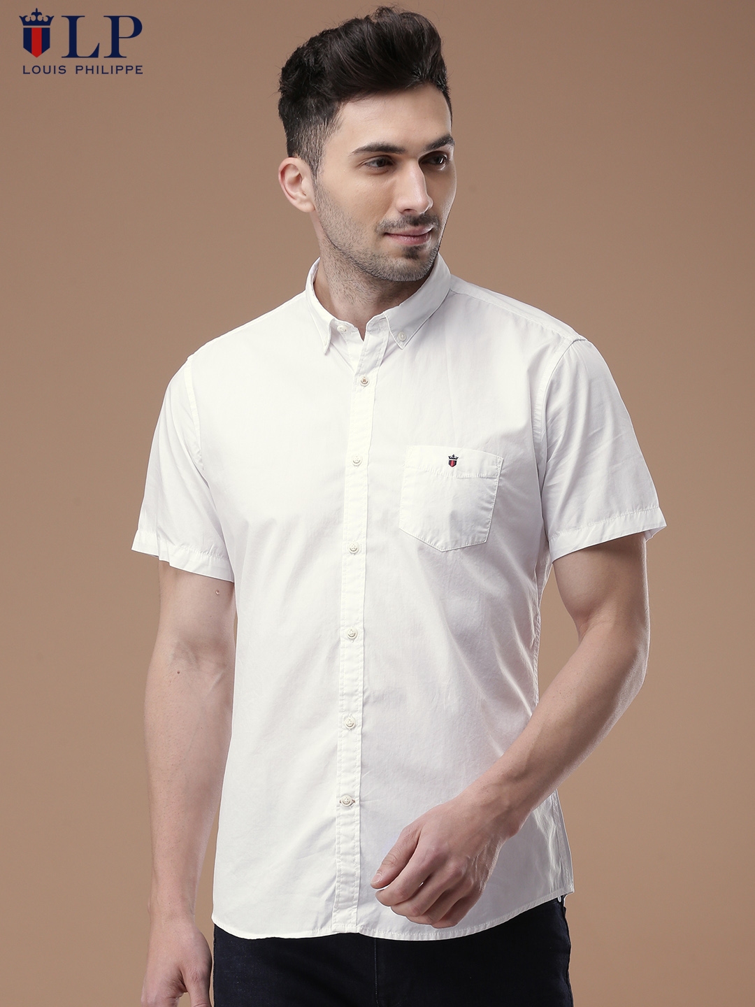 LOUIS PHILIPPE Men Solid Casual White Shirt