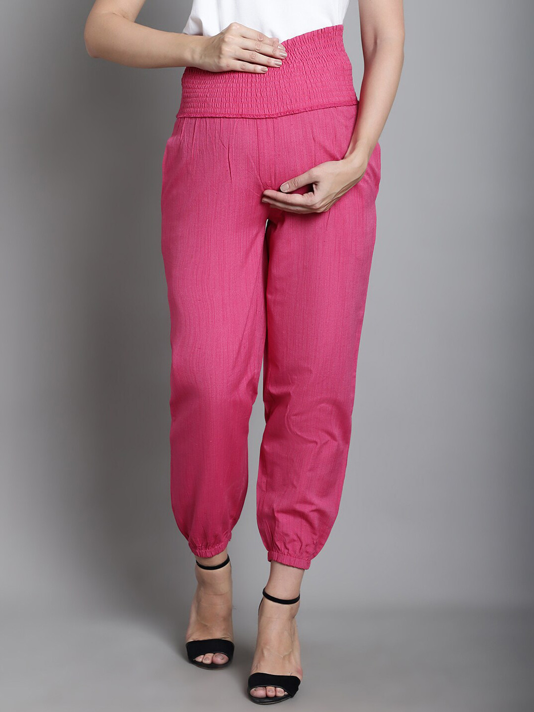 Moms Maternity Women Relaxed Straight Leg Mom Fit High-Rise Cotton Maternity Joggers