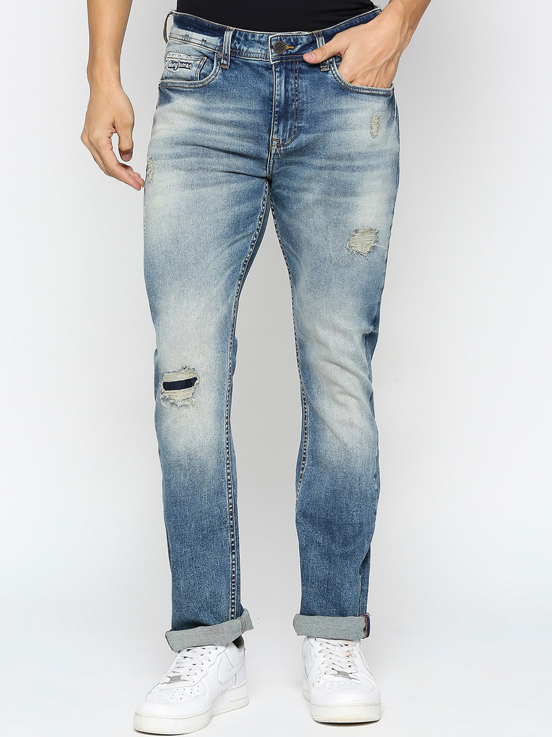 Being Human Men Mildly Distressed Heavy Fade Slim Fit Jeans