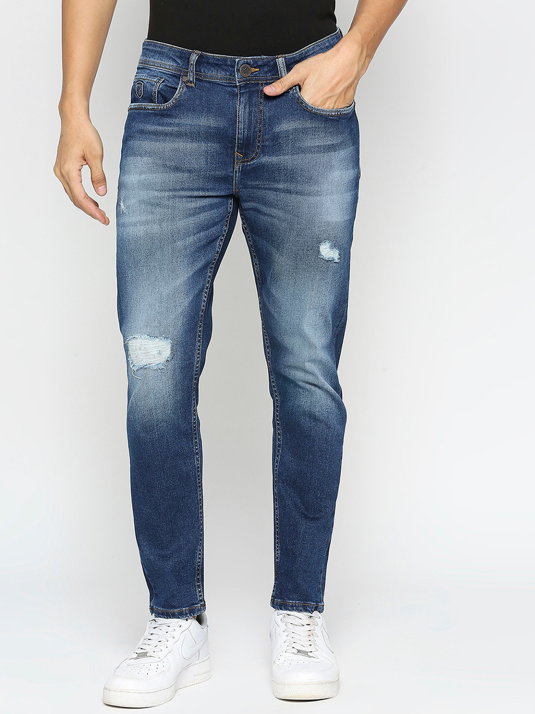 Being Human Men Mildly Distressed Mid Rise Heavy Fade Jeans
