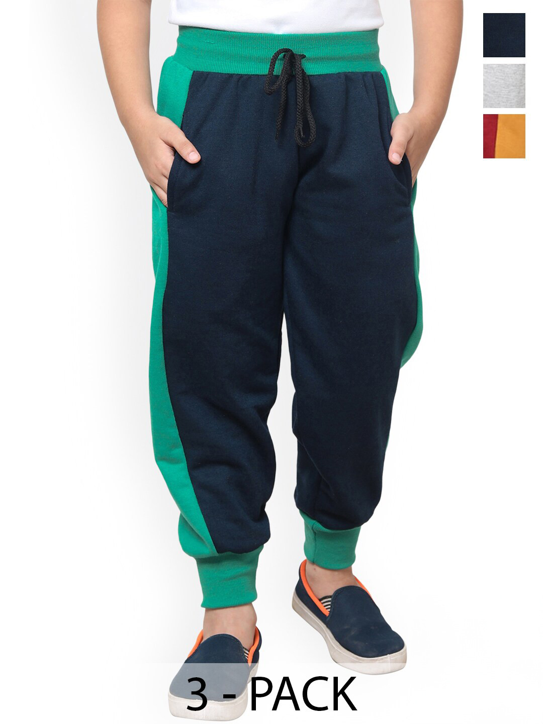 BAESD Boys Pack Of 3 Boys Mid-Rise Fleece Joggers