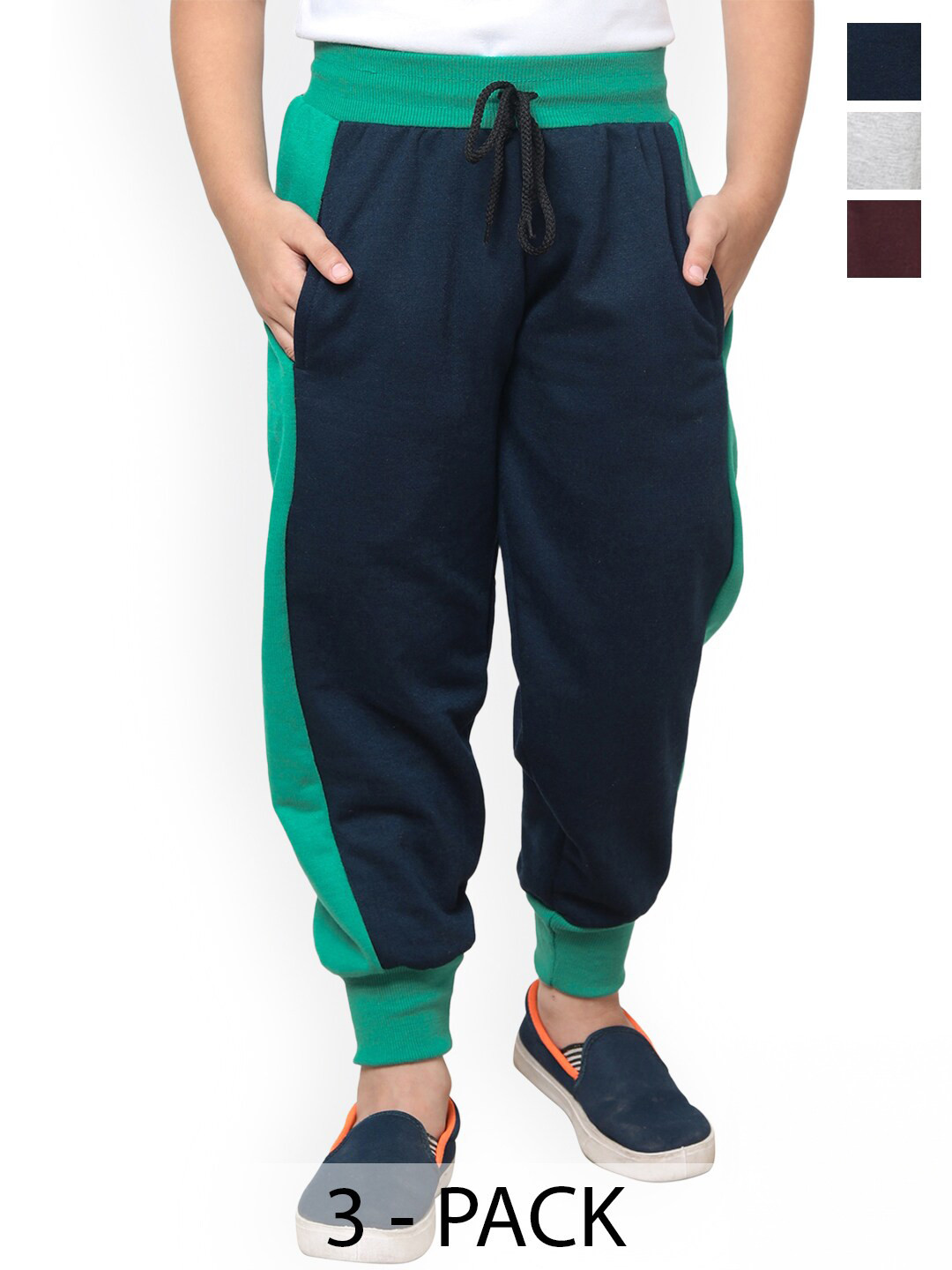 BAESD Boys Pack Of 3 Boys Mid-Rise Fleece Joggers