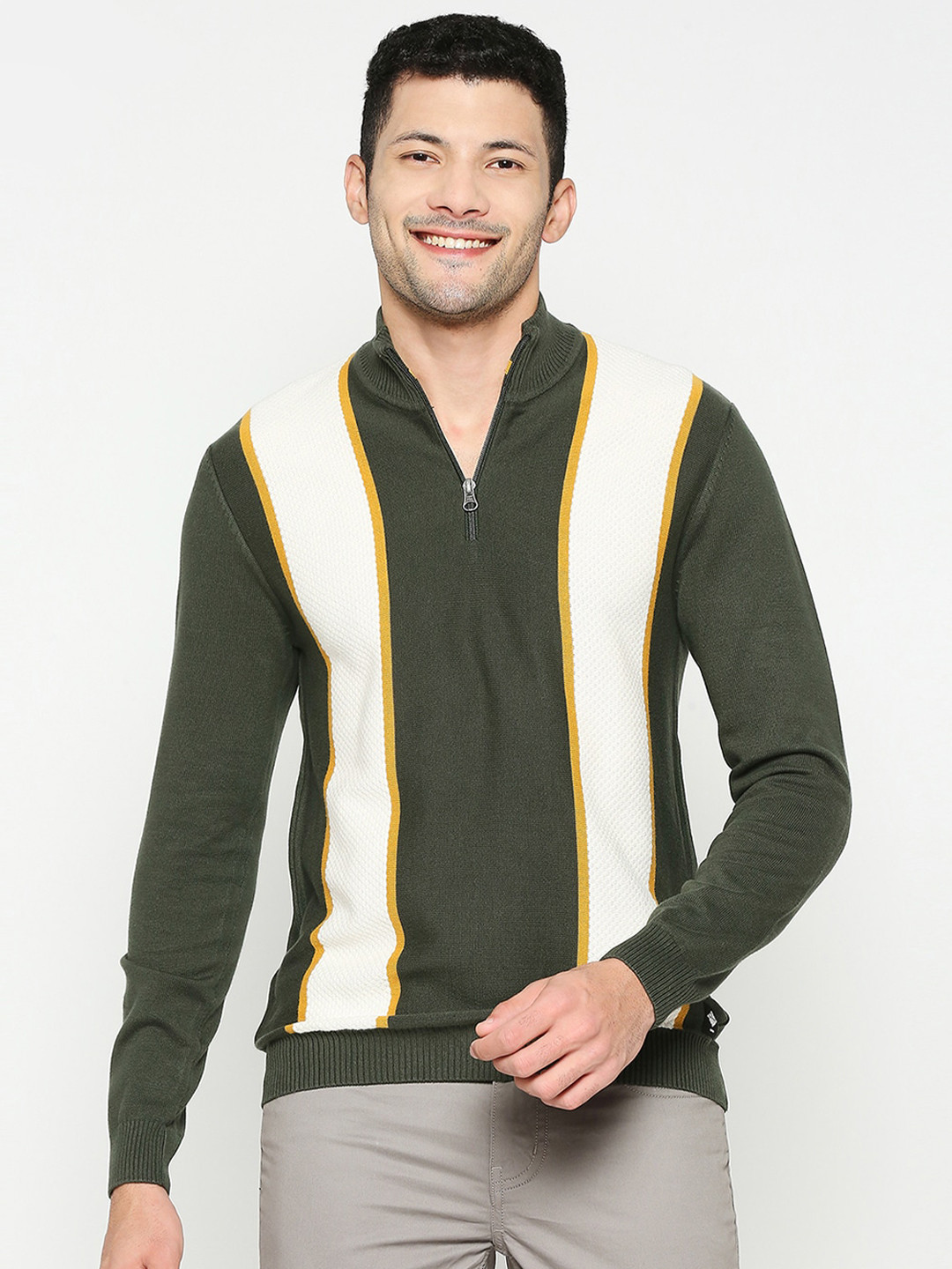 Being Human Colourblocked Half Zip Pullover