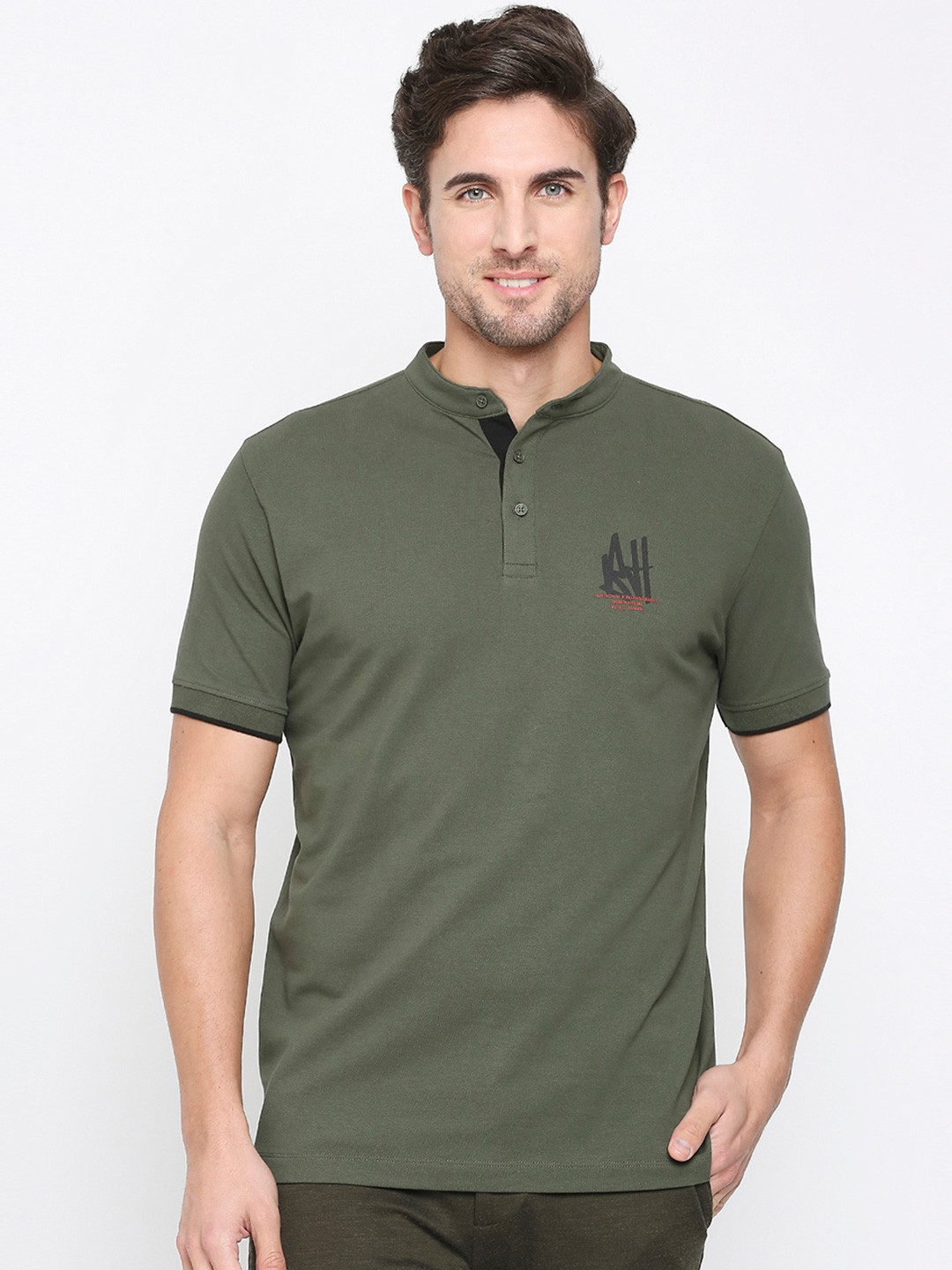 Being Human Mandarin Collar Casual T-shirt