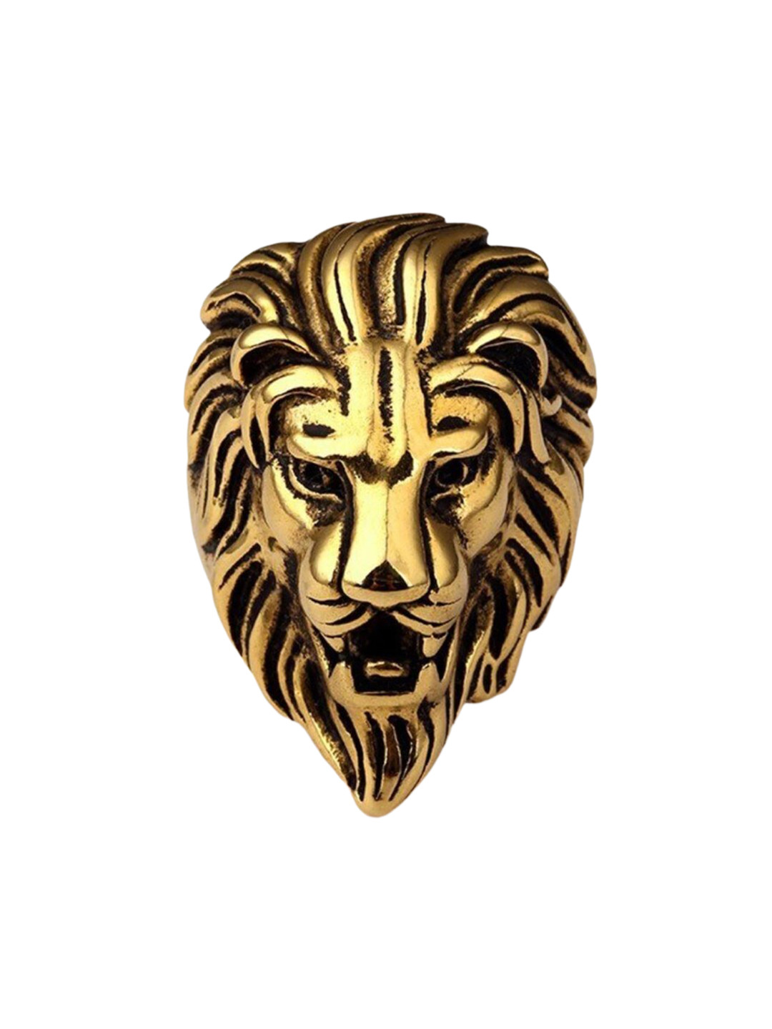 VIEN Gold-Plated Stainless Steel Lion Face Finger Ring