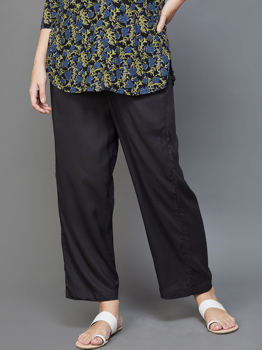 Melange by Lifestyle Women High-Rise Regular Fit Parallel Trousers