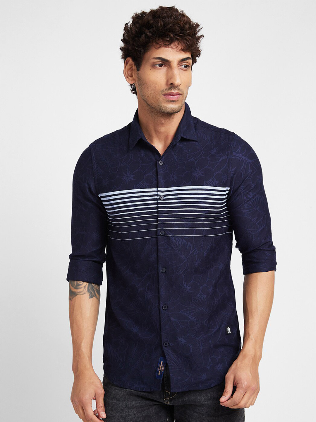 Being Human Slim Fit Horizontal Stripes Casual Shirt