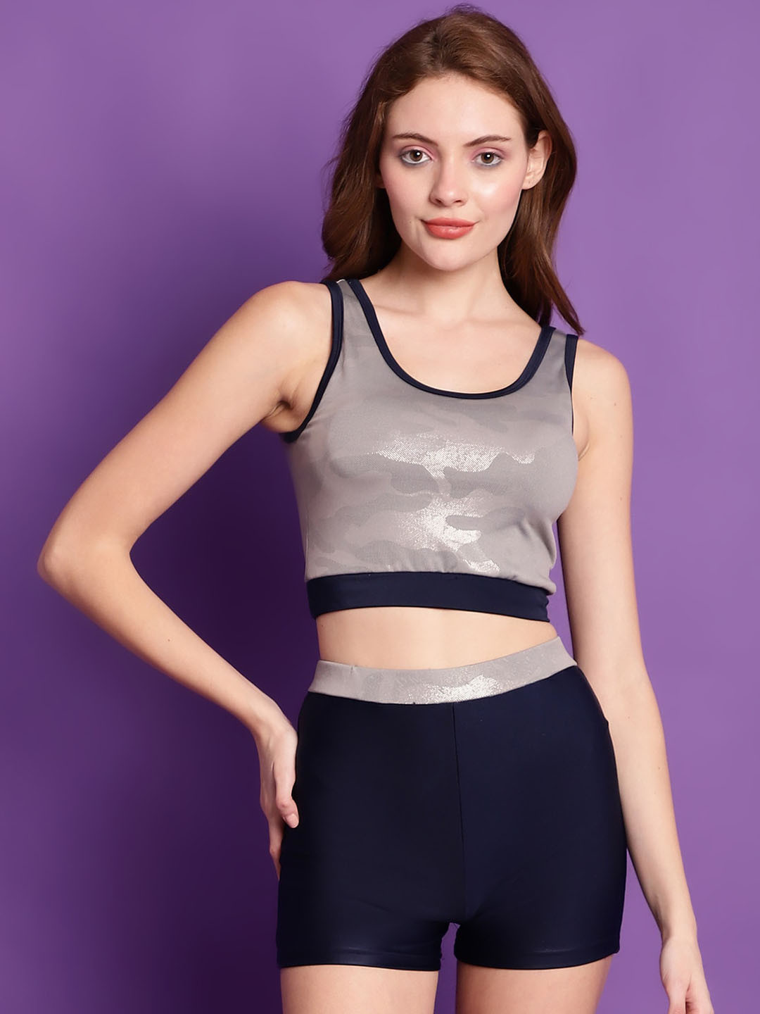 TAG 7 Printed Full Coverage Two Piece Swim Set