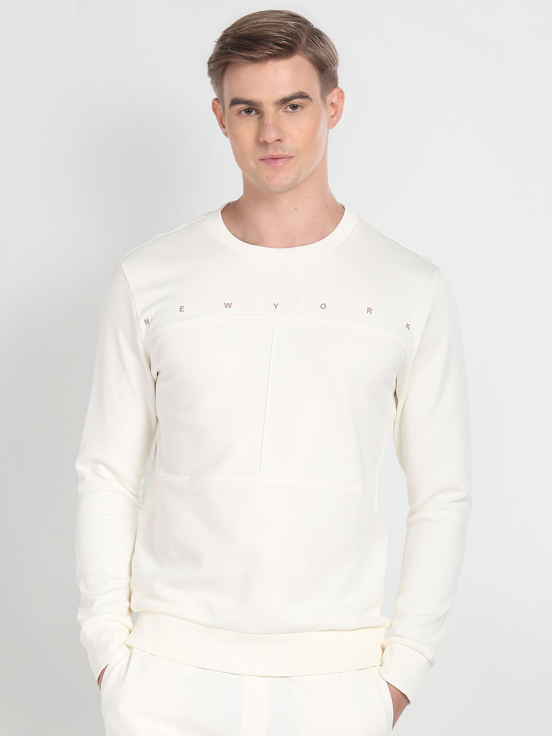 Arrow New York Alphanumeric Printed Pullover Sweatshirt