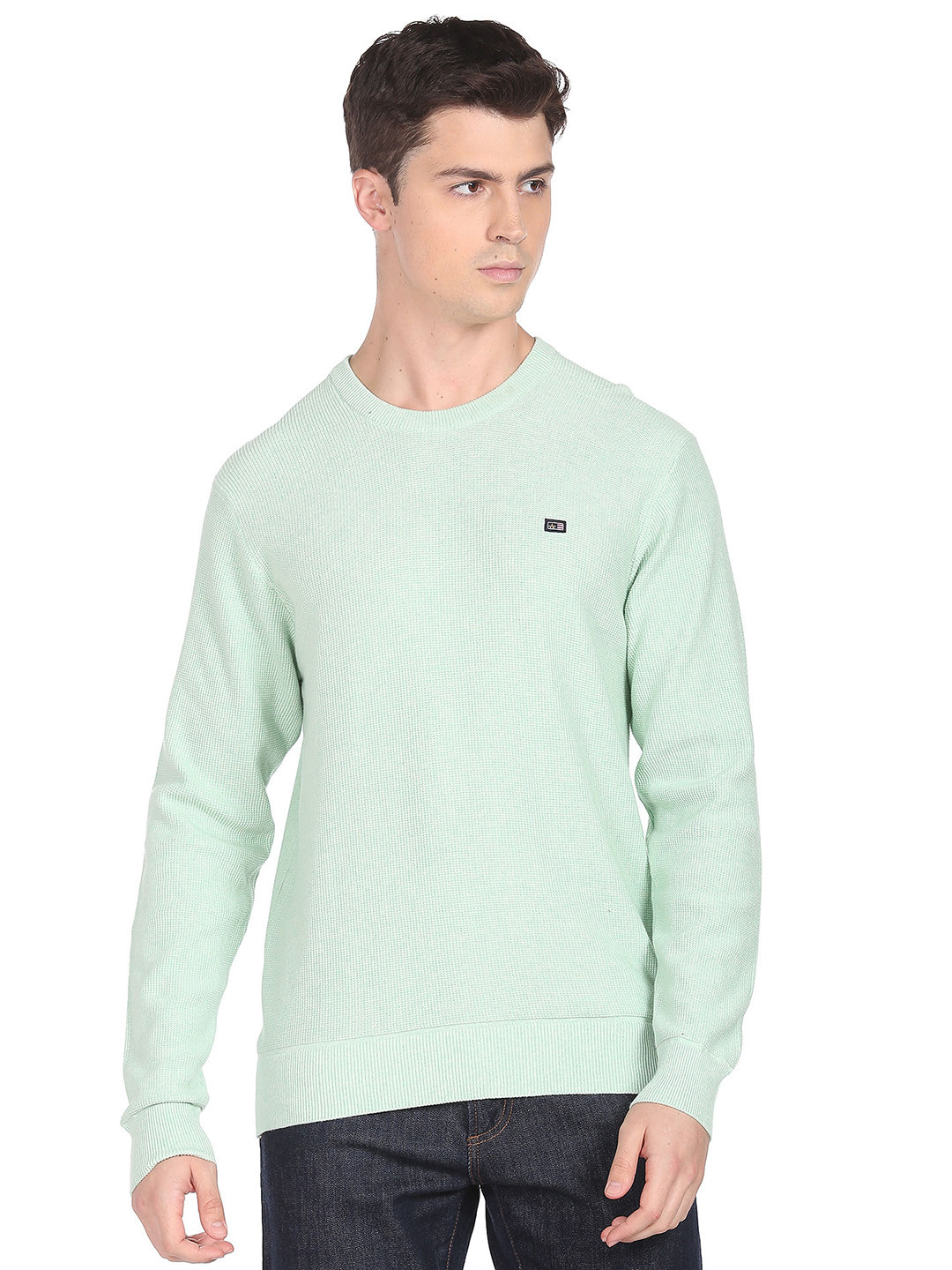 Arrow Sport Cable Knit Self Design Pullover Sweater