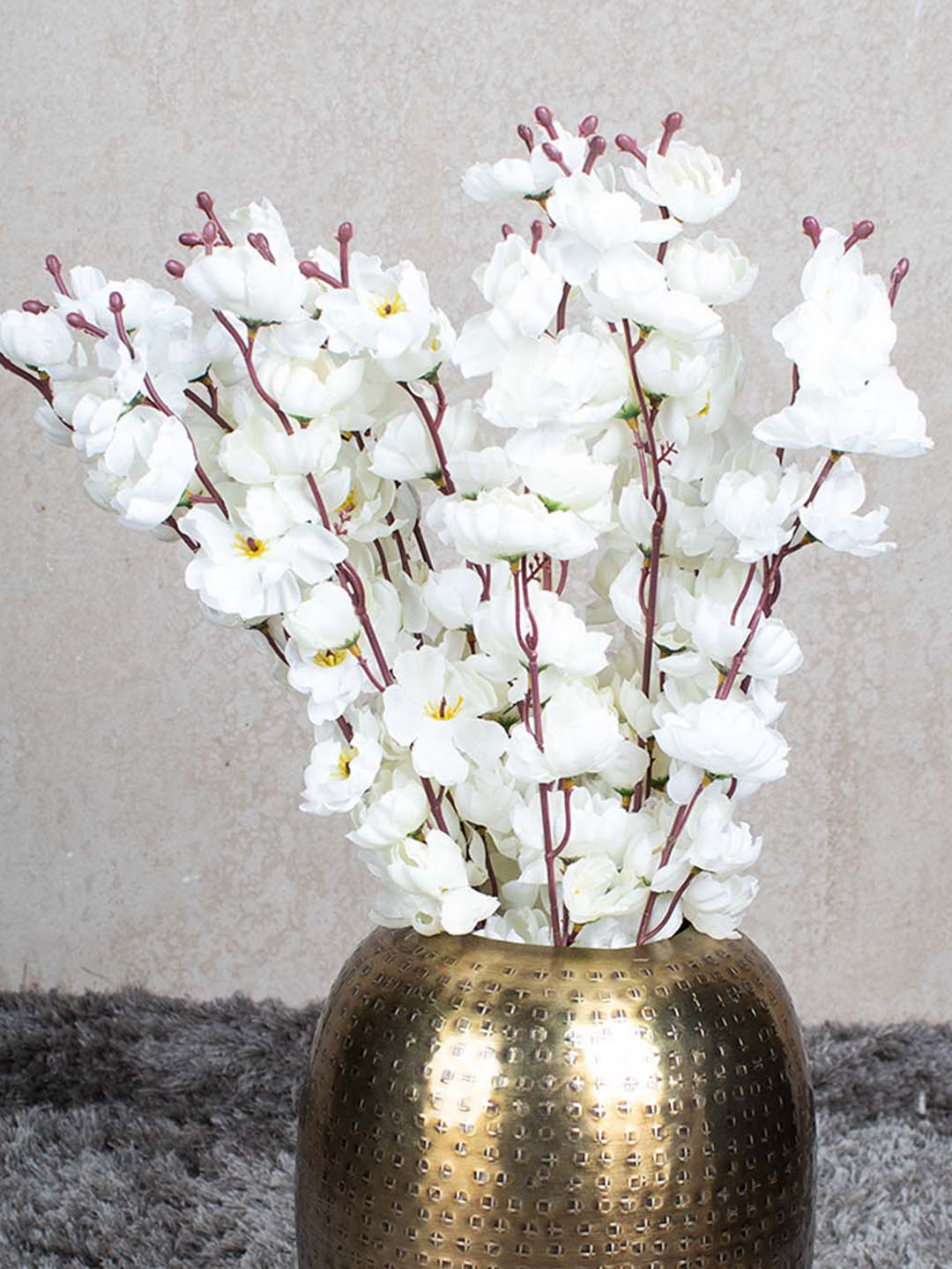 MARKET99  White & Brown Blossom Artificial Flowers