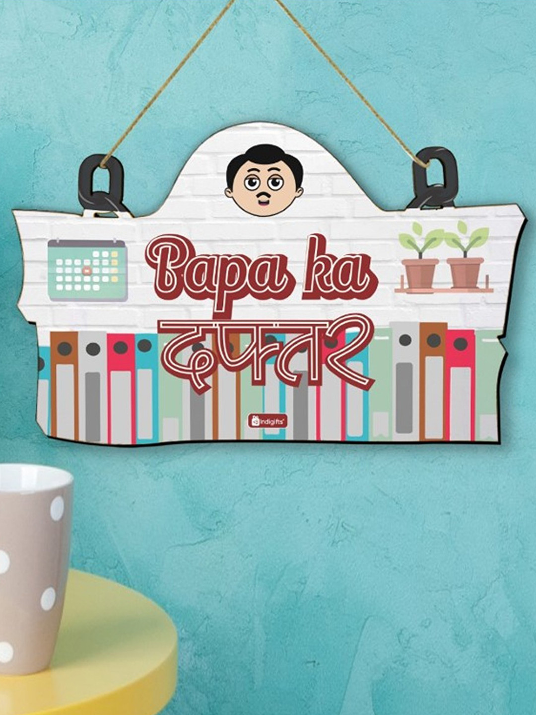 Indigifts Father Papa Ka Daftar Wood Matte Hanging Hall Wall Hangings-5In