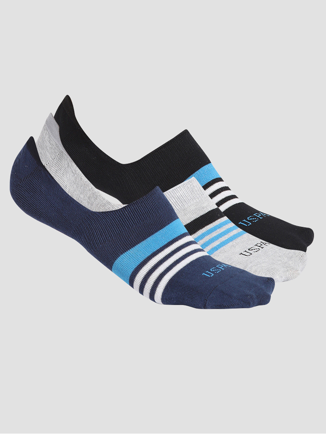 U.S. Polo Assn. Men Pack Of 3 Silicone Grip No Show I646 Socks