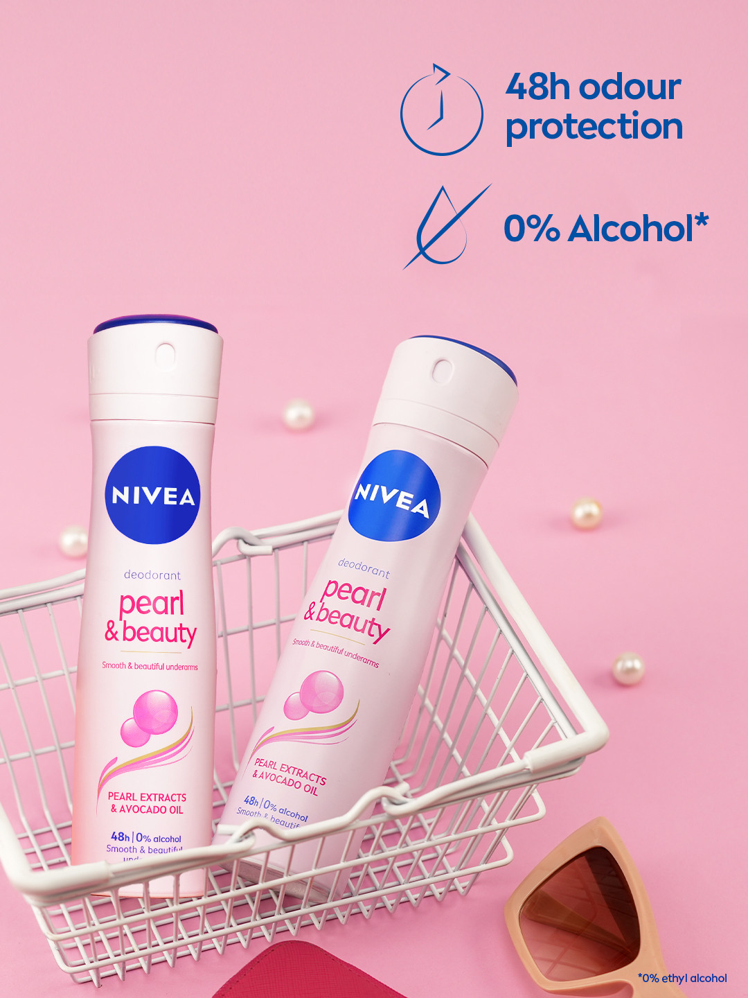 Nivea Women Set of 2 Pearl & Beauty 0% Alcohol Deodorants - 150 ml each