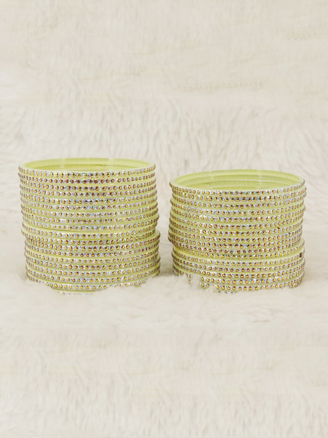 NMII Set Of 36 Polka Dots & Glitter Glass Bangles