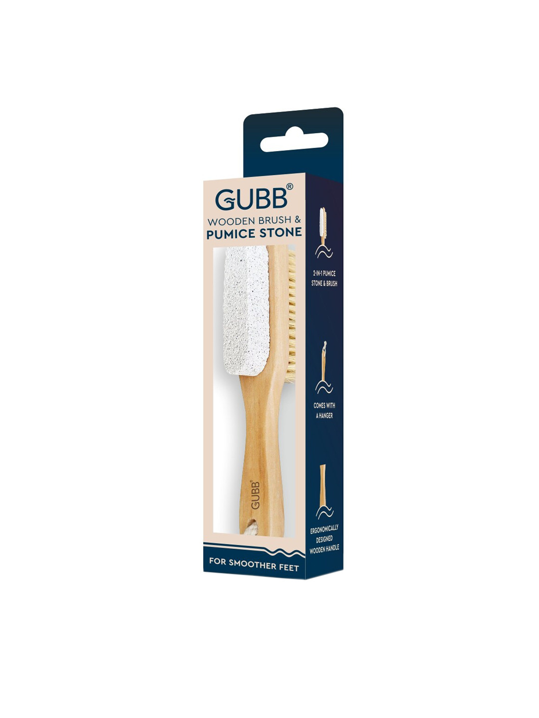GUBB 2-In-1 Foot Wooden Brush & Pumice Stone - Beige