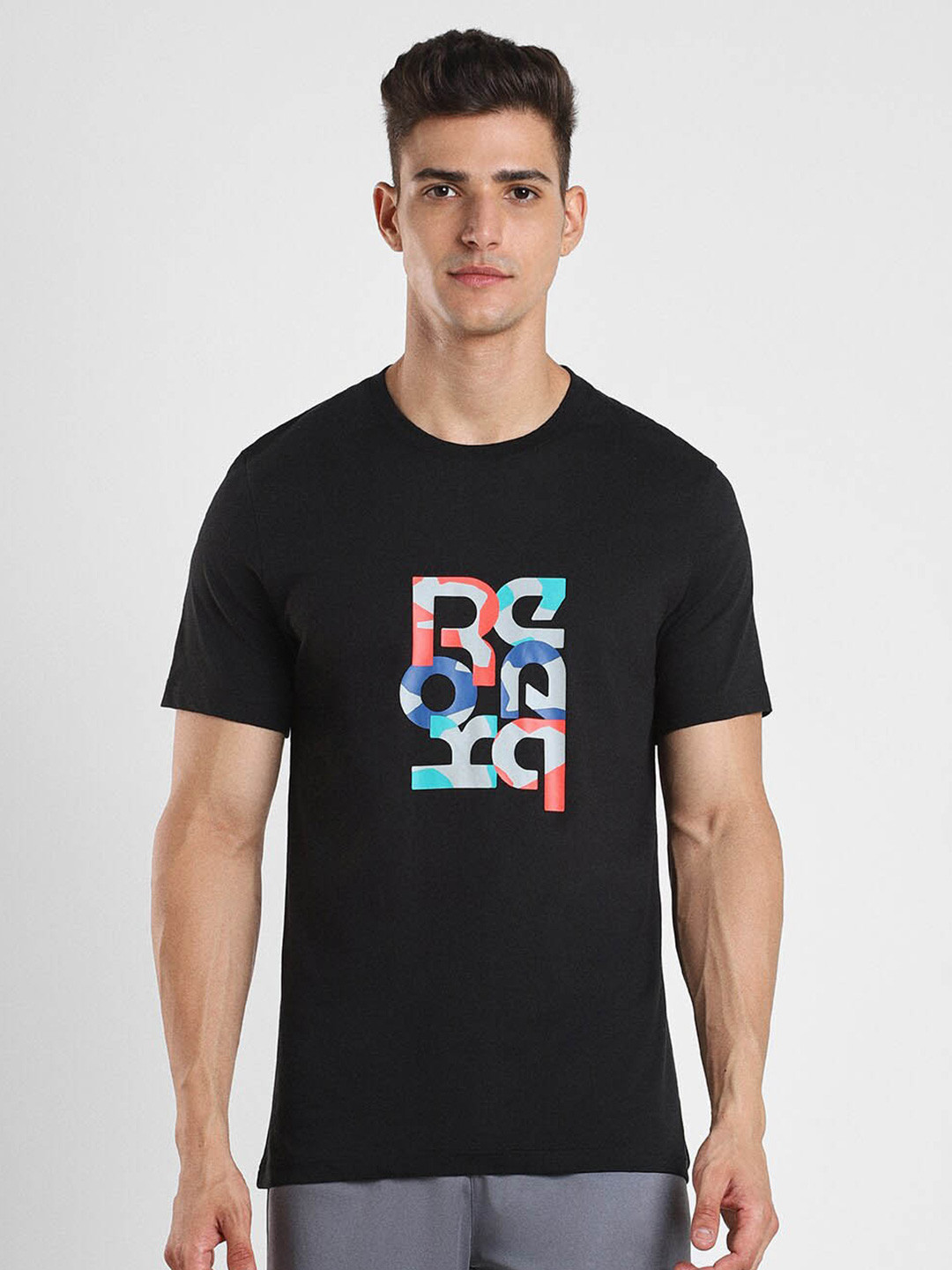Reebok Men Workout Graphic-Printed Pure-Cotton Slim Fit T-Shirts