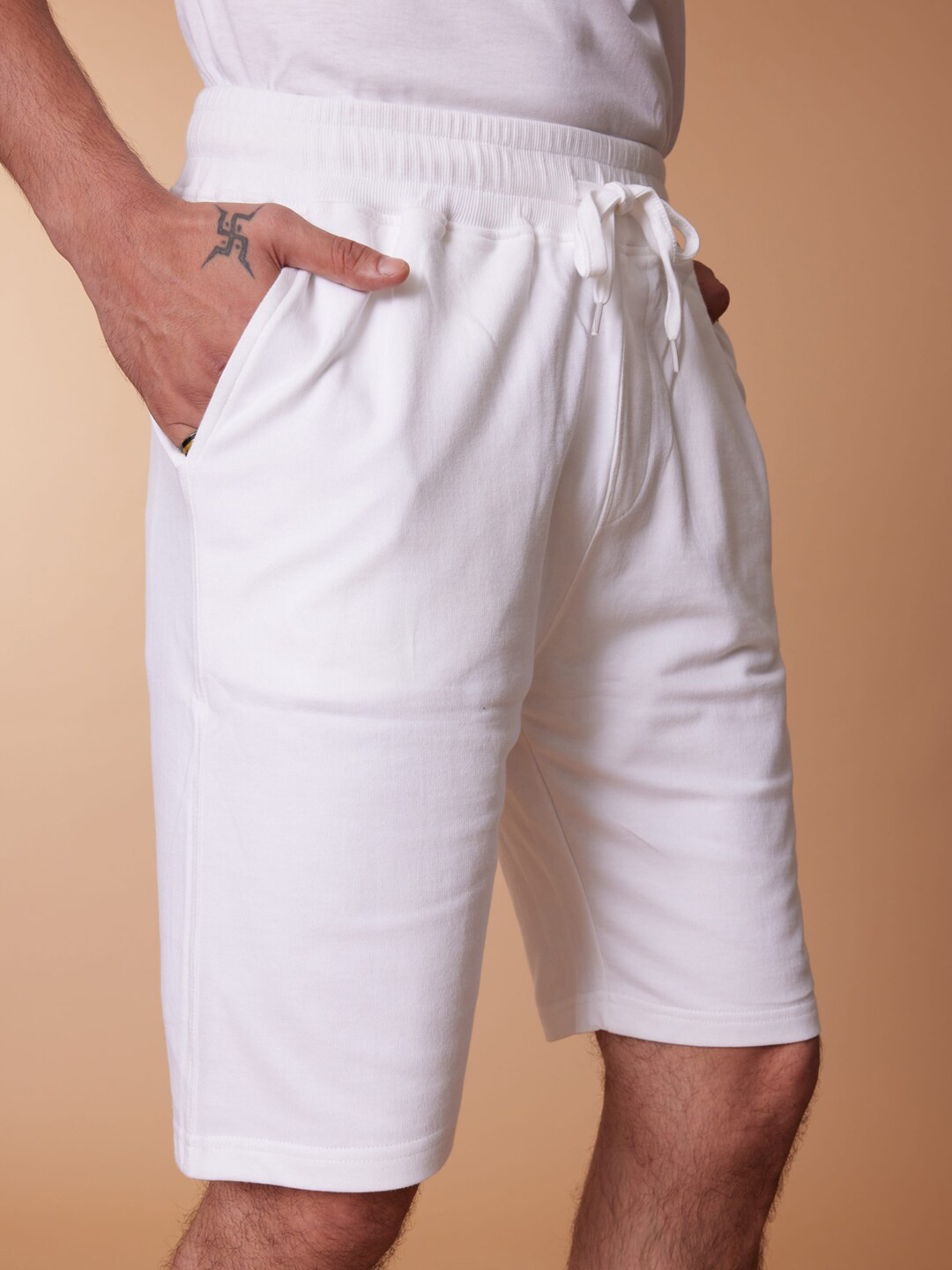 KINGDOM OF WHITE Round Neck Pure Cotton T-Shirt With Shorts