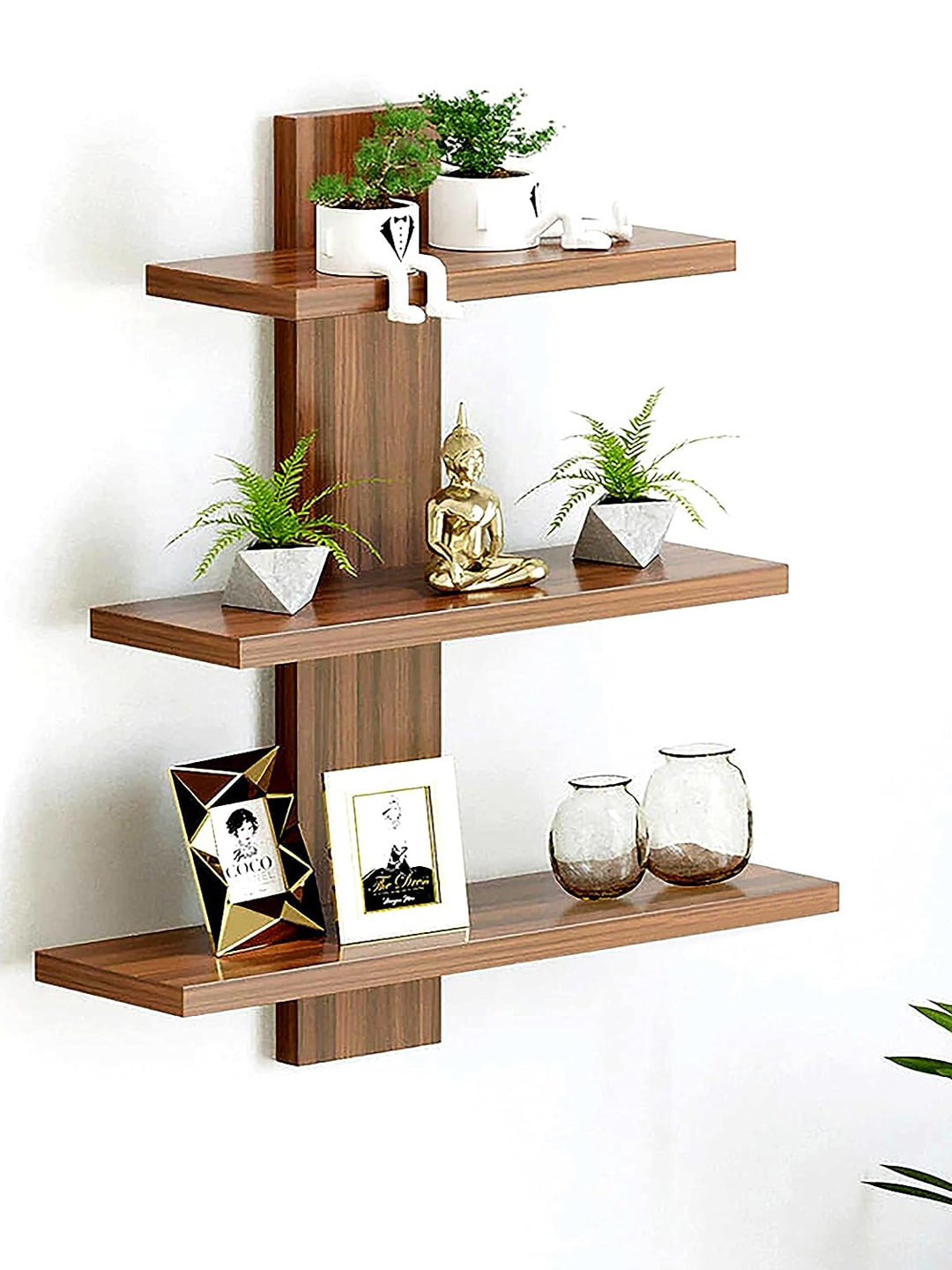 Devansh Brown MDF 3-Tier Wall Shelf