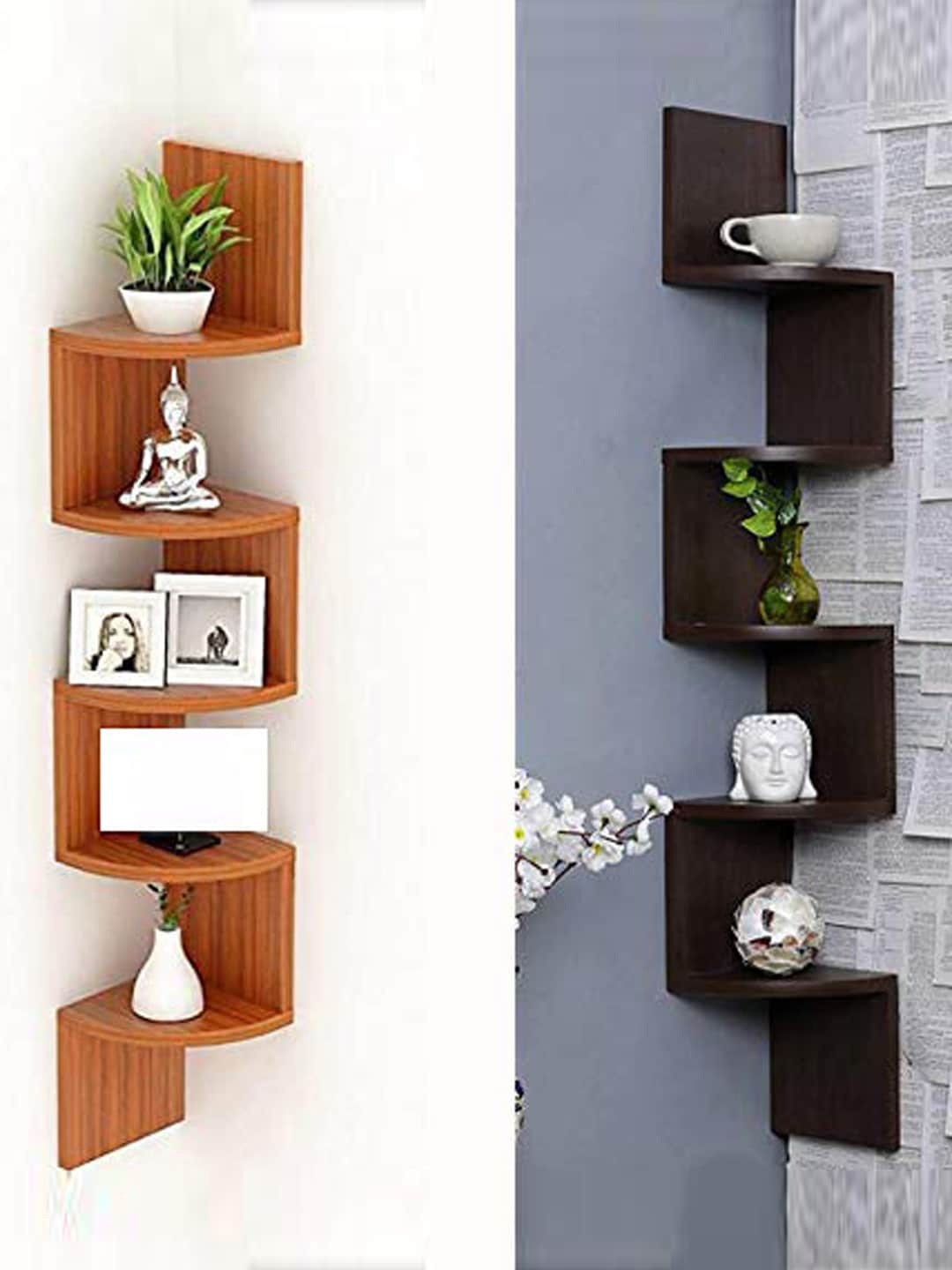 Devansh Brown MDF Corner Wall Shelf