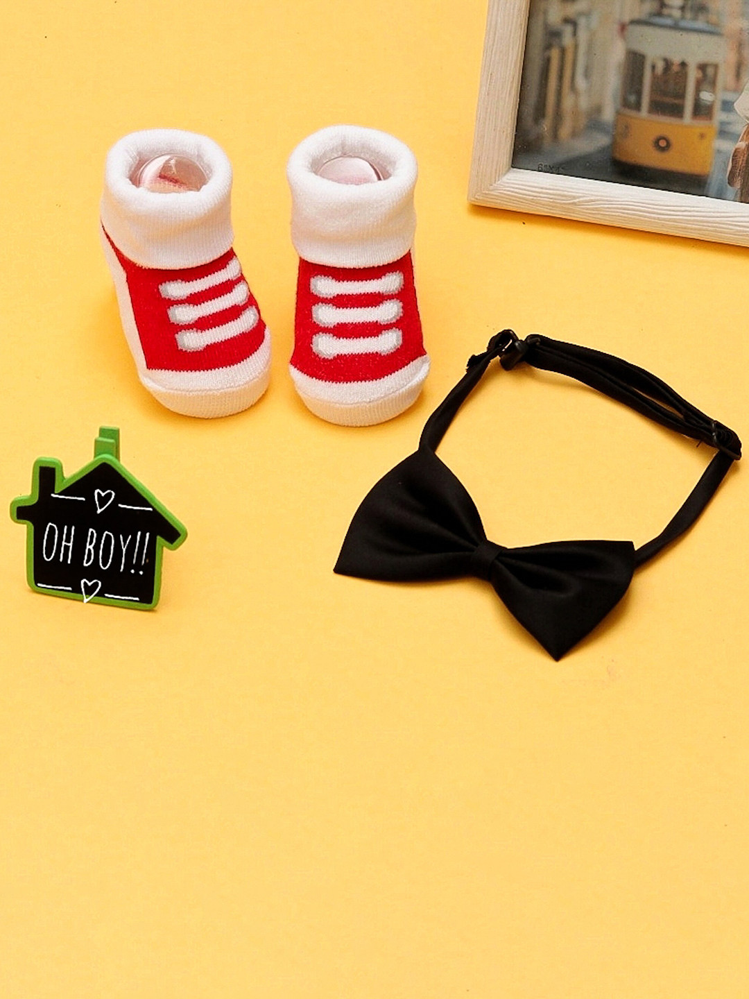 Yellow Bee Infants Girls Patterned Cotton Ankle Length Socks With Bow Tie