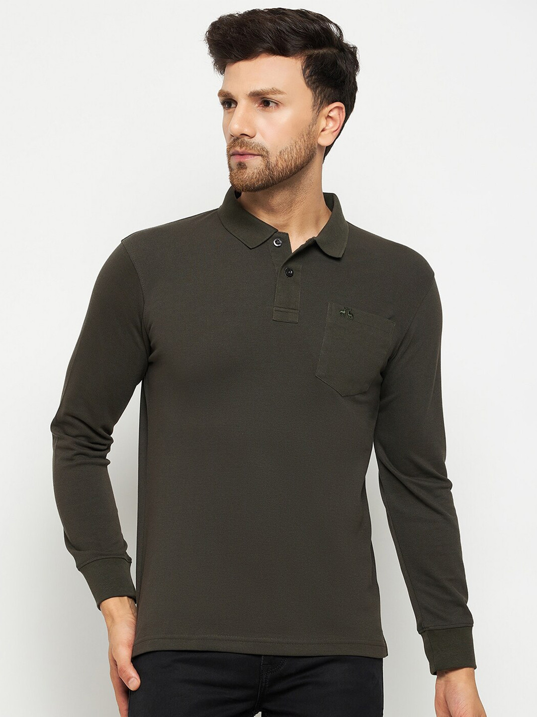 98 Degree North Polo Collar Long Sleeve Pockets Cotton Regular T-shirt