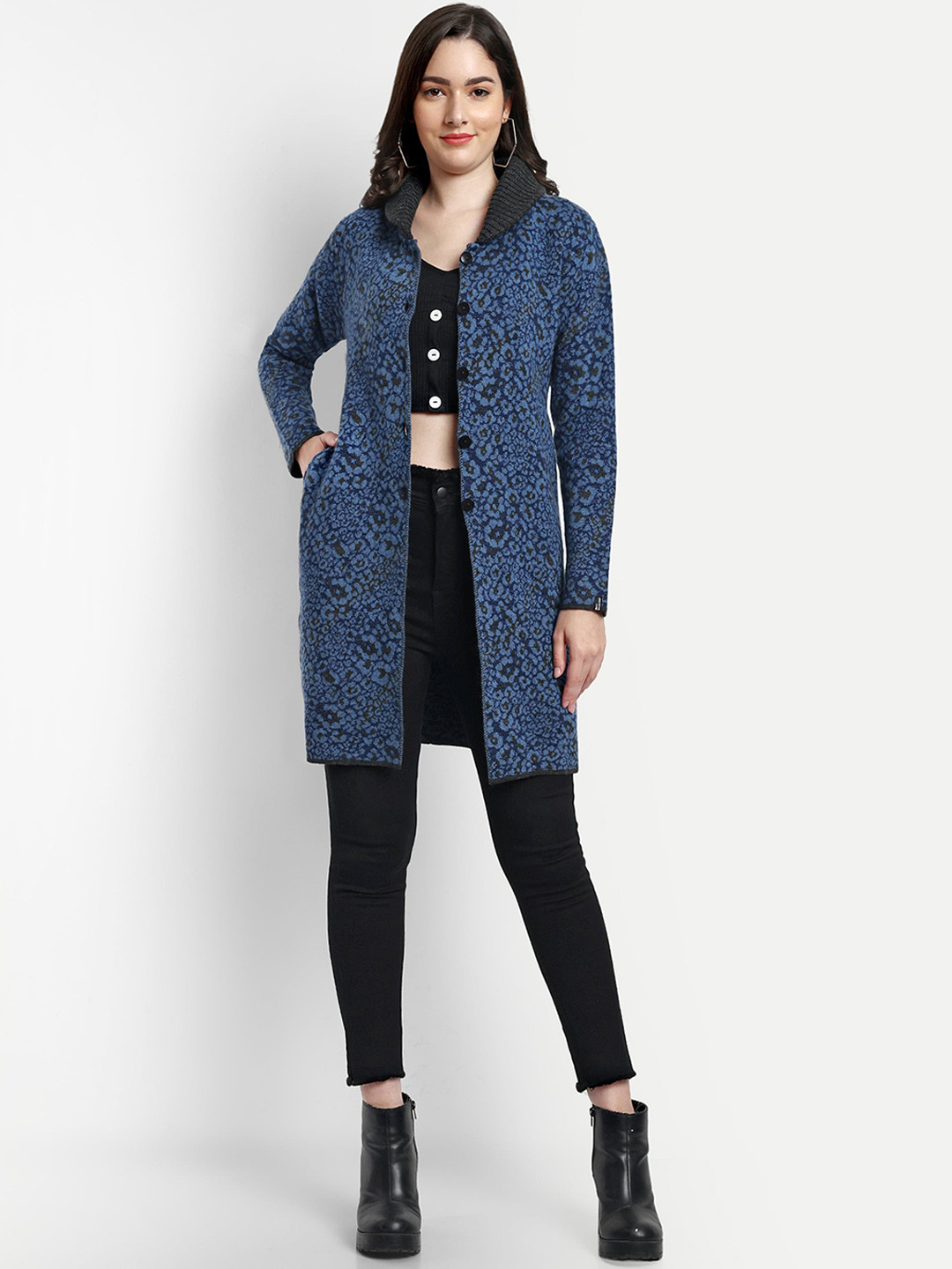 CREATIVE LINE Knitted Woollen Single Breasted Overcoat