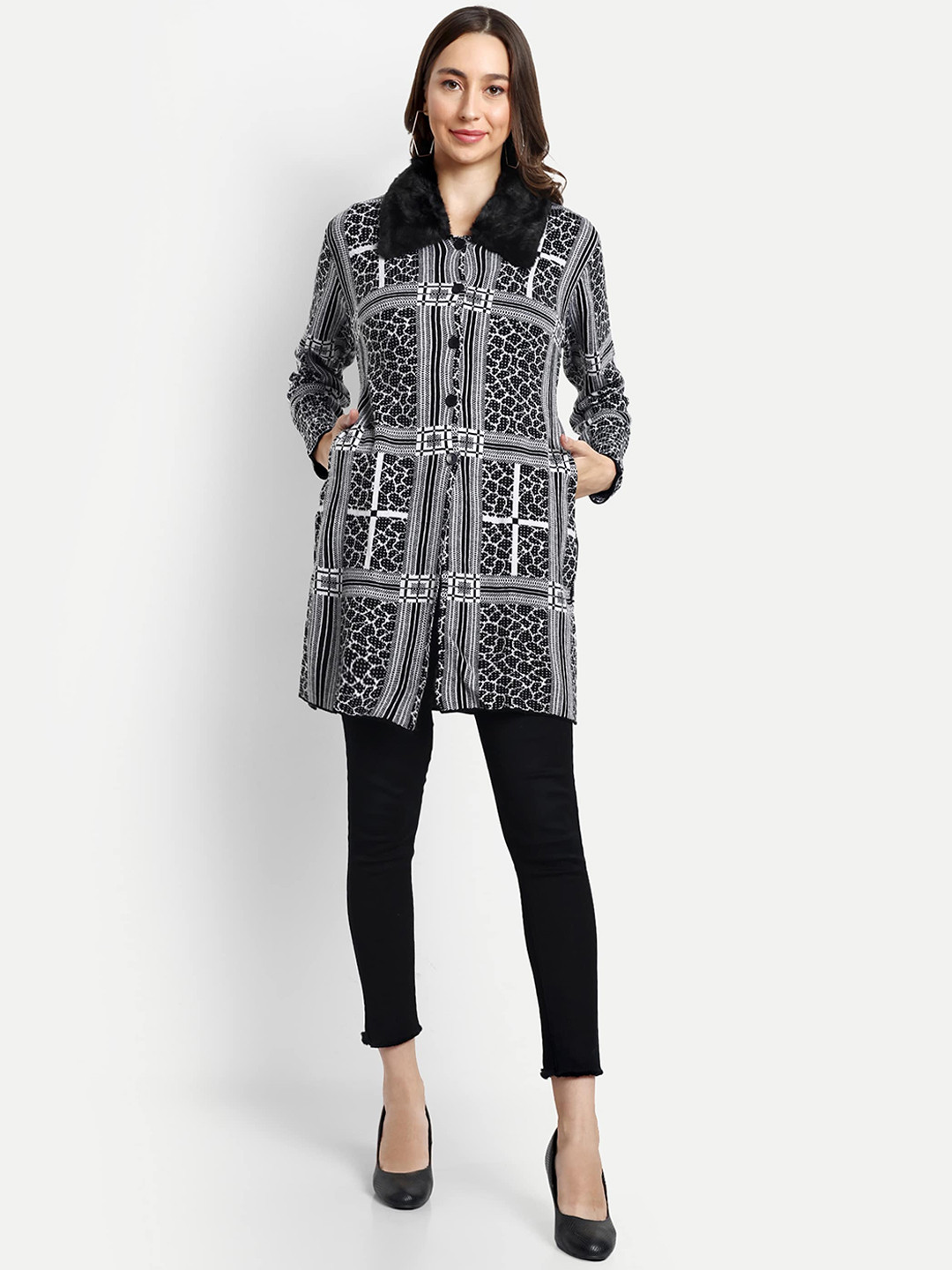 CREATIVE LINE Single Breasted Spread Collar Woollen  Overcoat