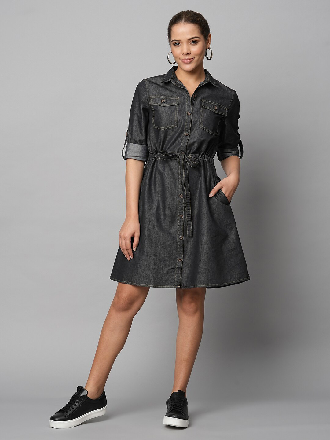 Chemistry Denim Roll-Up Sleeves Shirt Dress