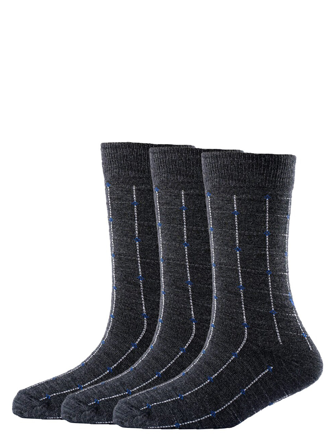 Cotstyle Men Pack Of 3 Striped Above Ankle-Length Pure Wool Socks