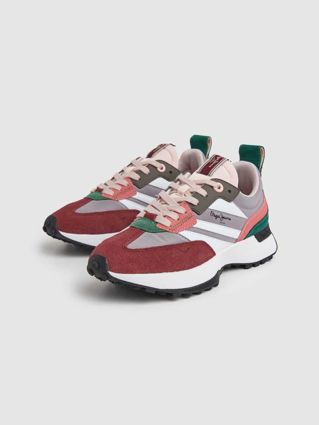 Pepe Jeans Women Lucky Grand Suede Colourblocked Comfort Insole Basics Sneakers