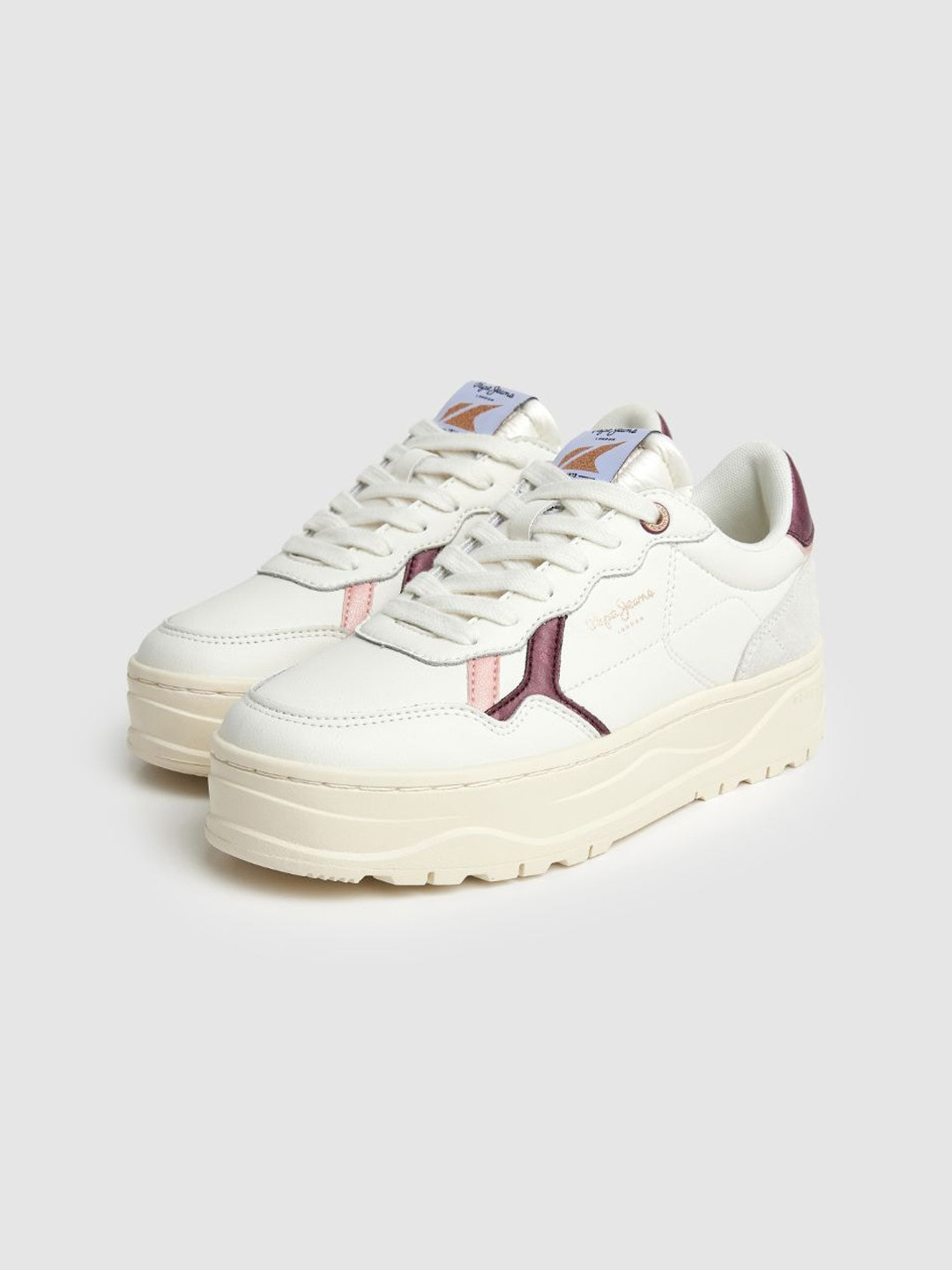 Pepe Jeans Women Kore Poppy Striped Leather Comfort Insole Basics Sneakers