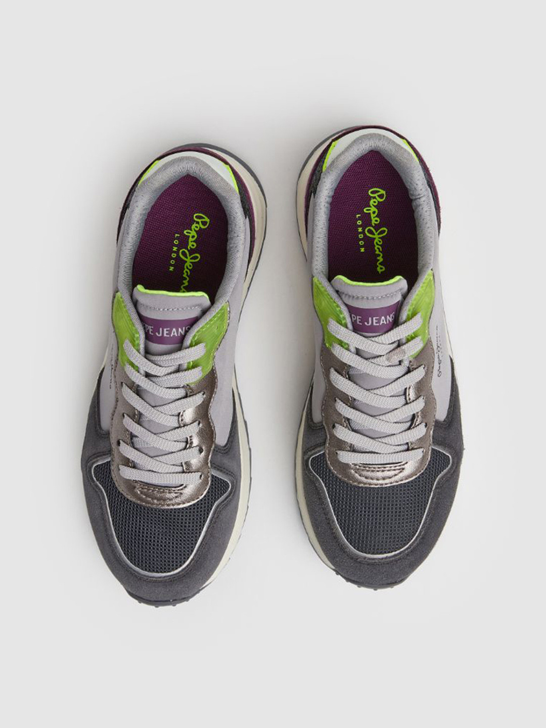 Pepe Jeans Women Joy Starclash Textured Comfort Insole Contrast Sole Sneakers