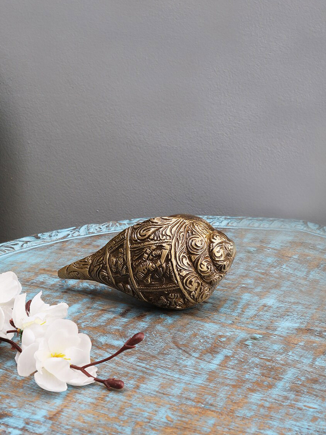 Two Moustaches Ganesha Gold Brass Metallic Prayer Room Medium Showpiece - 3 Inches