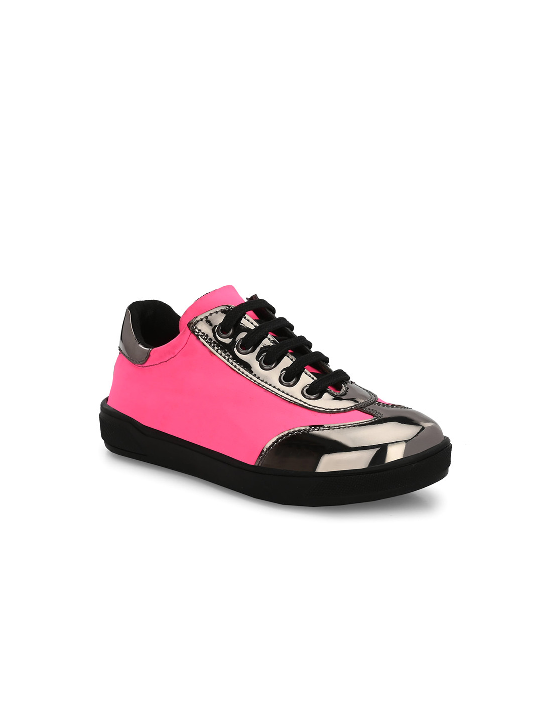 CARLO ROMANO Girls Grey Colourblocked Patent Leather Sneakers